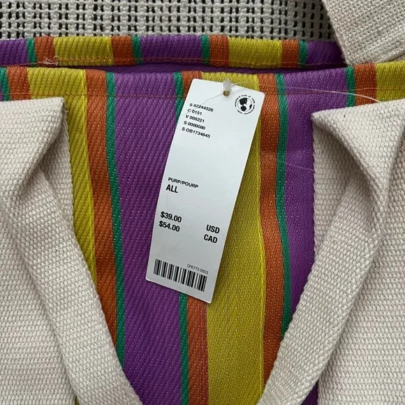 Urban Outfitters Serena Mesh Tote Bag- Striped canvas tote - Picture 2 of 8